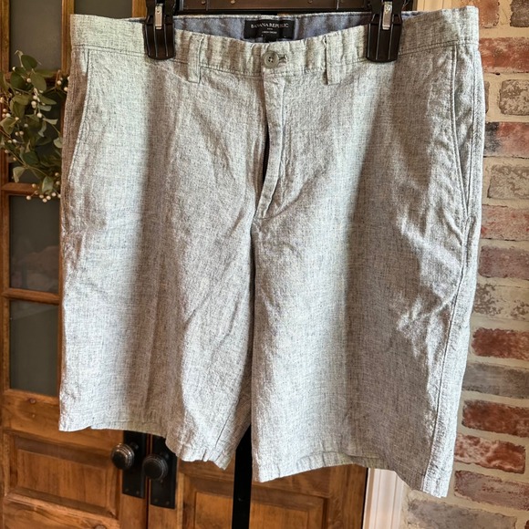 Banana Republic Other - Banana Republic Aiden Short Men 36 Grey Heathered Linen Cotton Blend Casual FLAW
